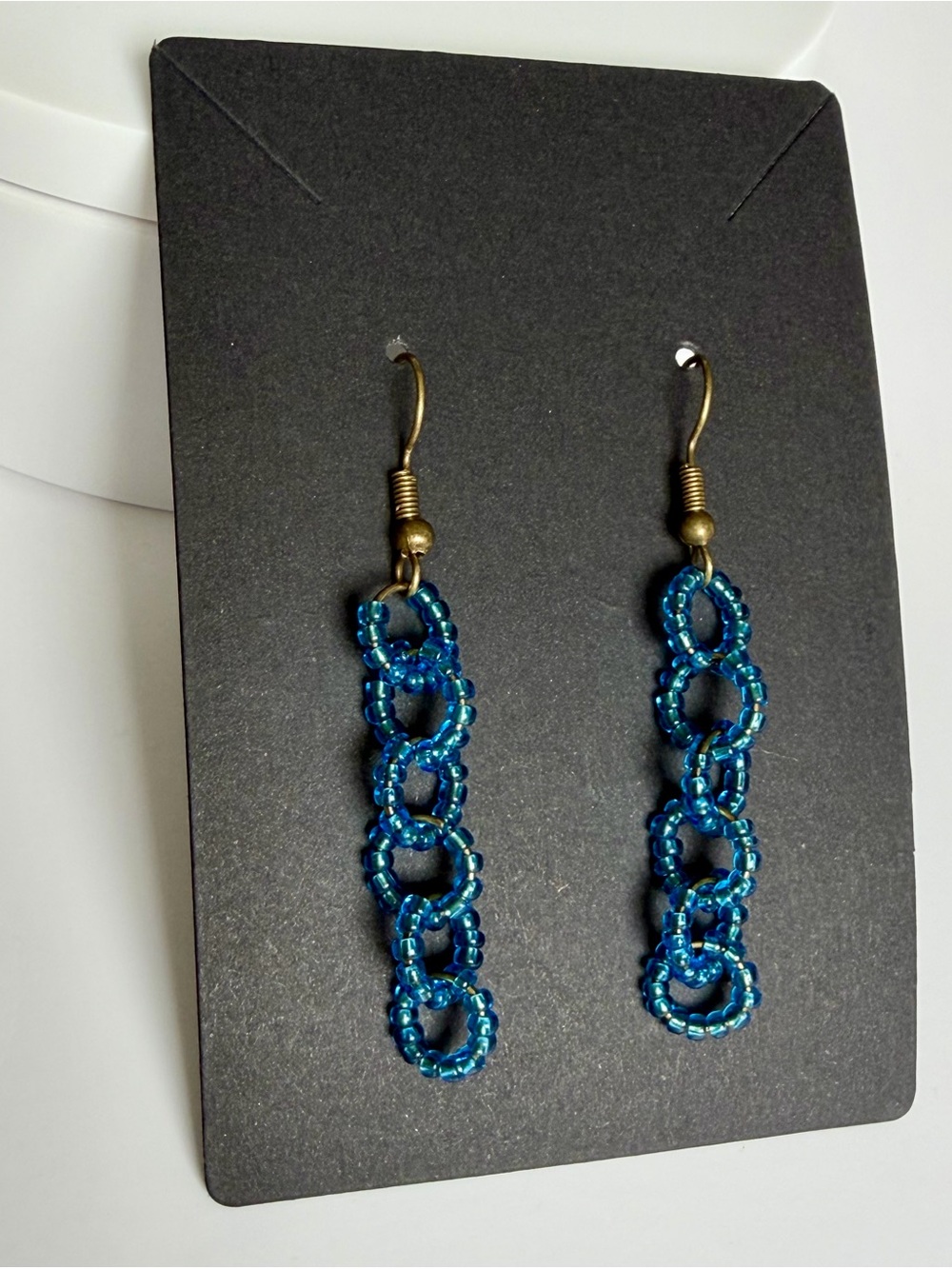 Blue Beaded Linked Circle Drop Earrings - Women Jewelry